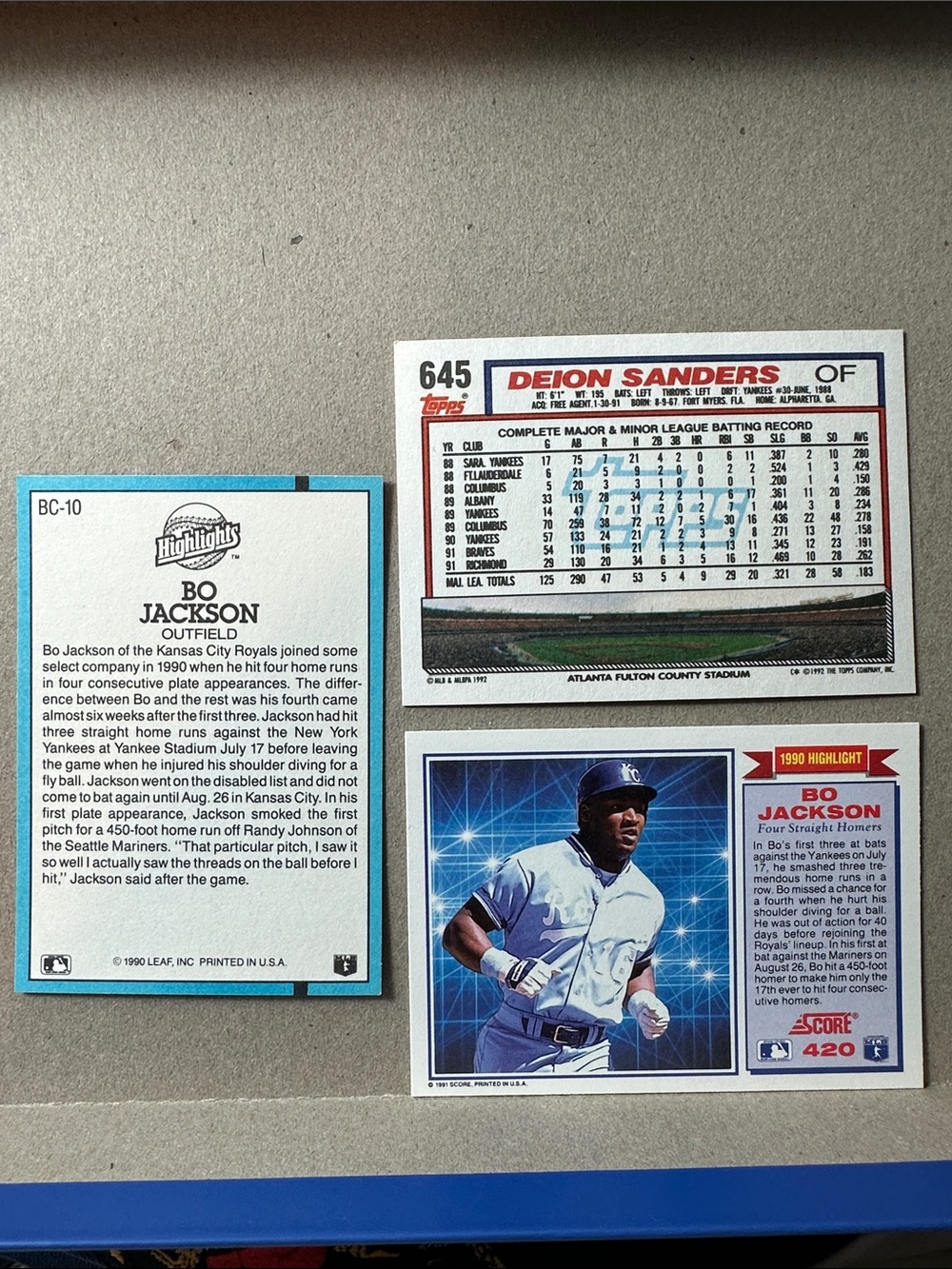 Deion Sanders & Bo Jackson 2-sport athlete lot of 16 w/ Brian Jordan - Picture 5 of 11